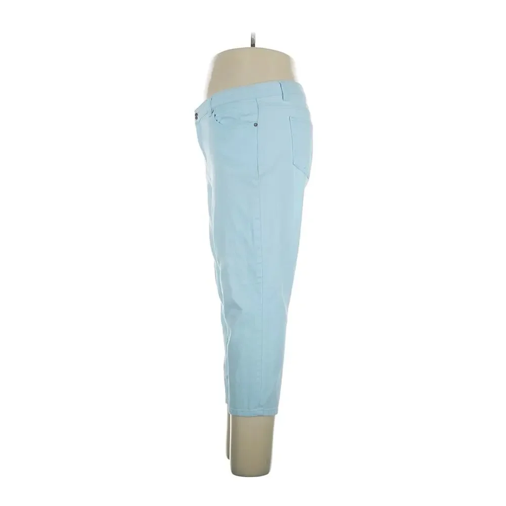 Michael Kors Izzy Cropped Skinny Jeans Light Baby Blue Stretch Pants Sz. 14